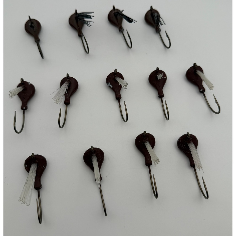 Handmade Brown‎ Fishing Jig Heads with Weed Guards 13 Piece Lot B114
